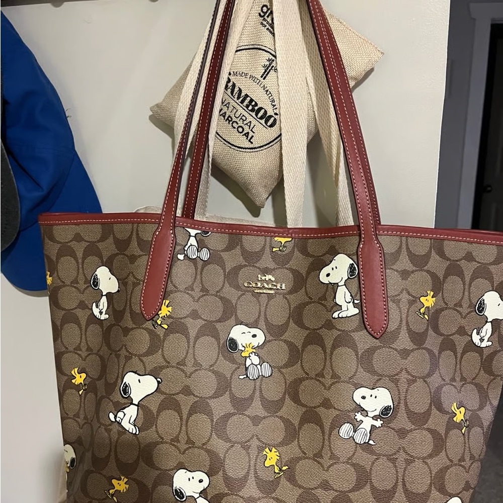 Coach Brown Snoopy and Woodstock Tote